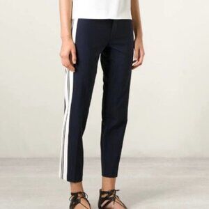 Vince Side Stripe Wool Trouser Pant, Navy with Ivory Stripe